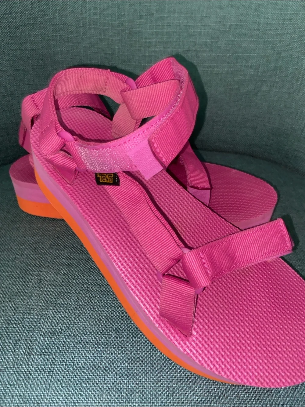 Teva Magenta and Orange Flatform Universal Sandals